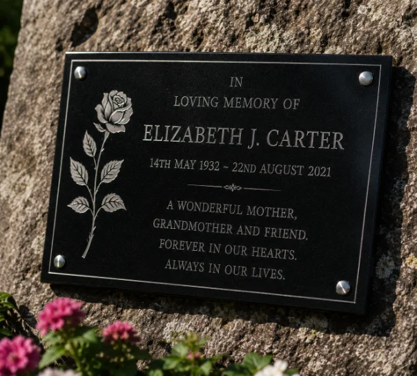 Personal inscription engraved on memorial stone